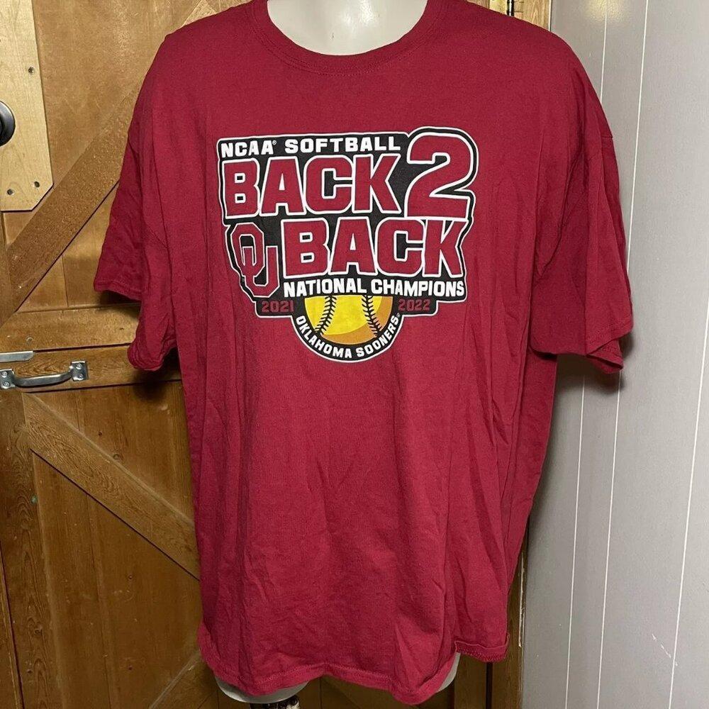 Womens Oklahoma Sooners 2021-22 Ncaa Softball Champions Red Shirt Tee